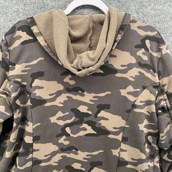 ASHES TO DVST Cardigan Womens XL Brown Camo Open Front Hooded Grunge 90s Causal - Picture 6 of 10